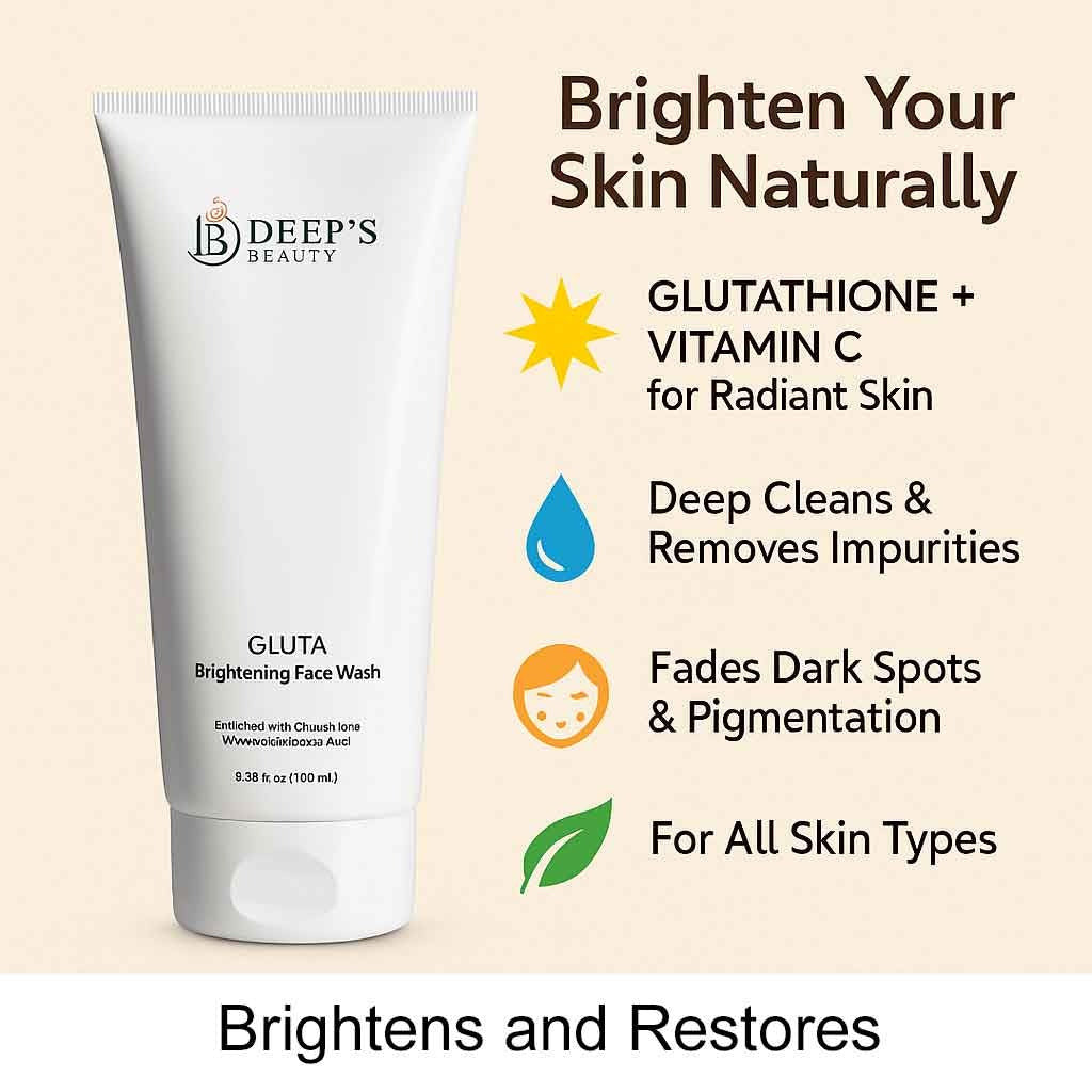 Gluta Brightening Face Wash – Gentle Skin Cleanser with Glutathione & Vitamin C | Deep Clean, Fades Dark Spots, Brightens Dull Skin | For All Skin Types | 100ml